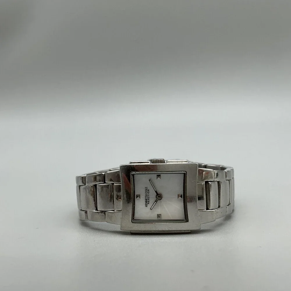 Kenneth Cole Reaction Womens Watch 21mm Silver Tone Bracelet New Battery 6